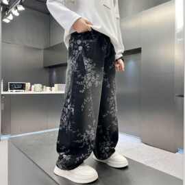 男童牛仔裤2025提花新款春秋季时尚休闲中大童女童百搭裤子长裤潮