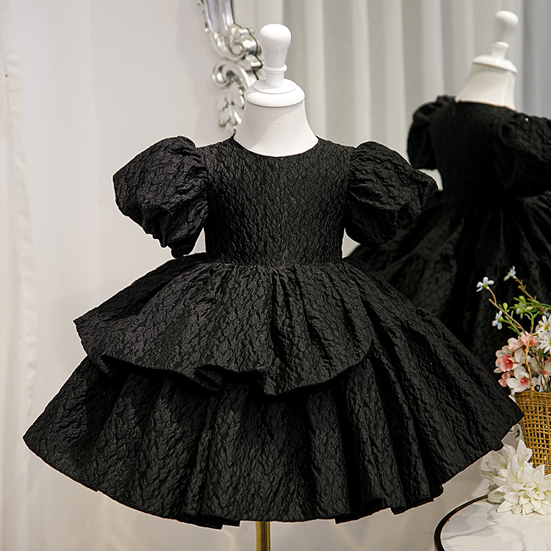 Children's Dress Black Little Girl Host Catwalk Piano Playing Dress Girls Birthday Party Princess Dress Children's Dress Black Little Girl Host Catwalk Piano Playing Dress Girls Birthday Party Princess Dress