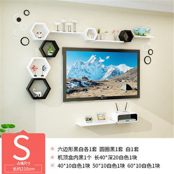 壁掛けラック、壁掛け、リビングルームのテレビの背景の壁、寝室の壁掛け、パンチフリーの壁の装飾、クリエイティブな格子|undefined