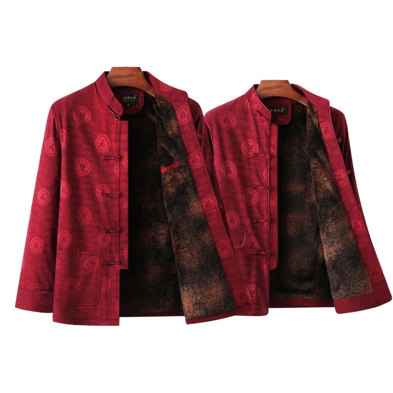 Autumn and Winter 3116 middle-aged and elderly couple clothes factory wholesale men's and women's long-sleeved birthday birthday Venus Tang suit