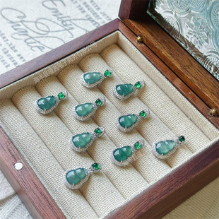 Small sweet potato explosions wholesale s925 silver inlay dangerous jade A goods blue water gourd pendant pendant cold feeling jewelry