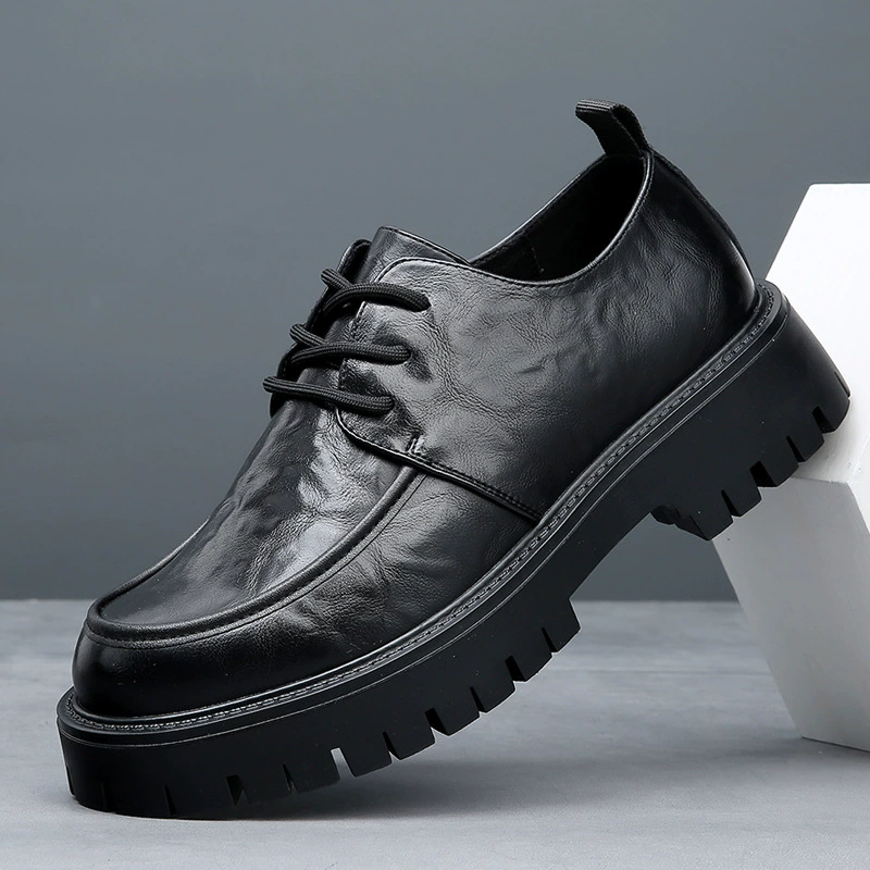 Мужская обувь большого размера весной и летом новый тренд толстого подошва дышащая полая повседневная обувь бизнес мужская кожаная обувь