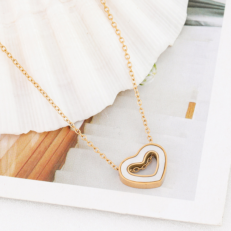 Plating Design Fashion Style Fashion Heart Shape Titanium Steel Plating Pendant Necklace 1 Piece