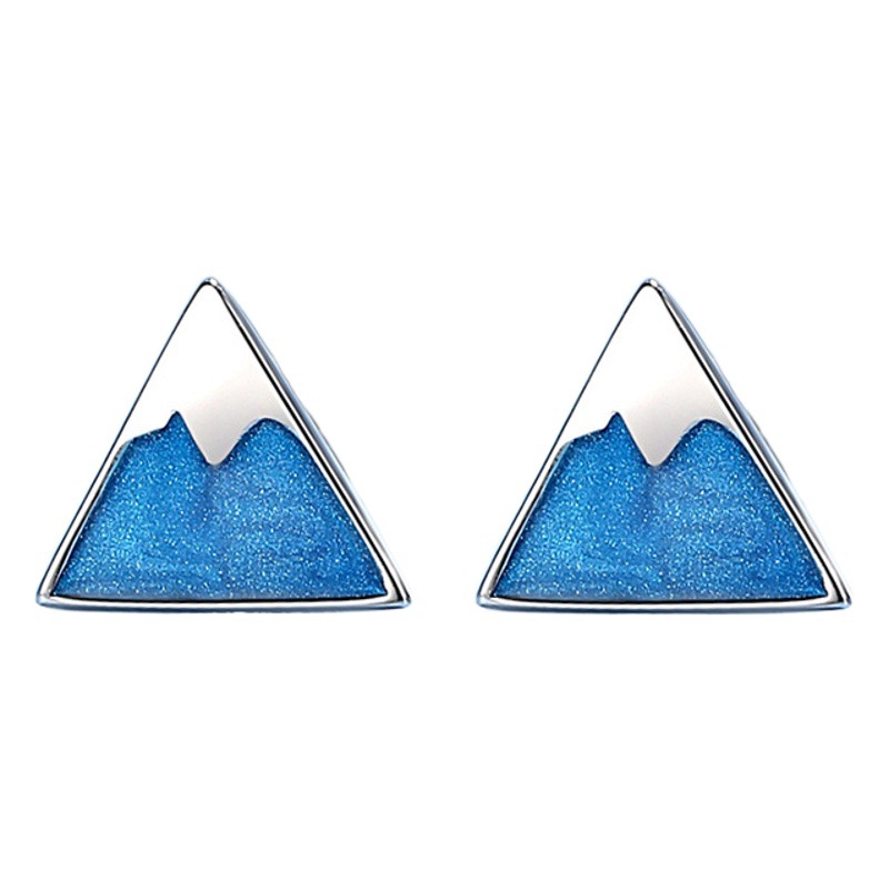 S925 plata esterlina iceberg Fuji montaña pendientes para las mujeres estilo japonés y coreano japonés mini nieve montaña triángulo pendientes al por mayor