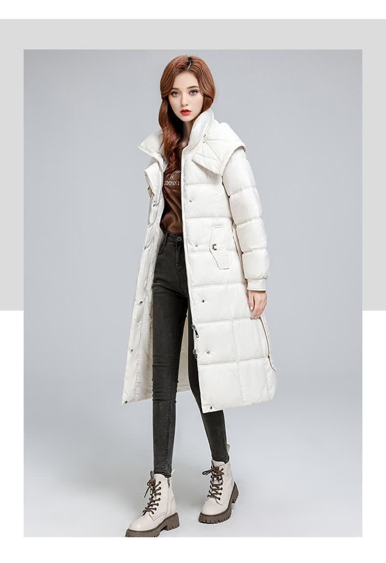 Dames gewatteerde winterjas met capuchon lange puffer jas_voghion.com