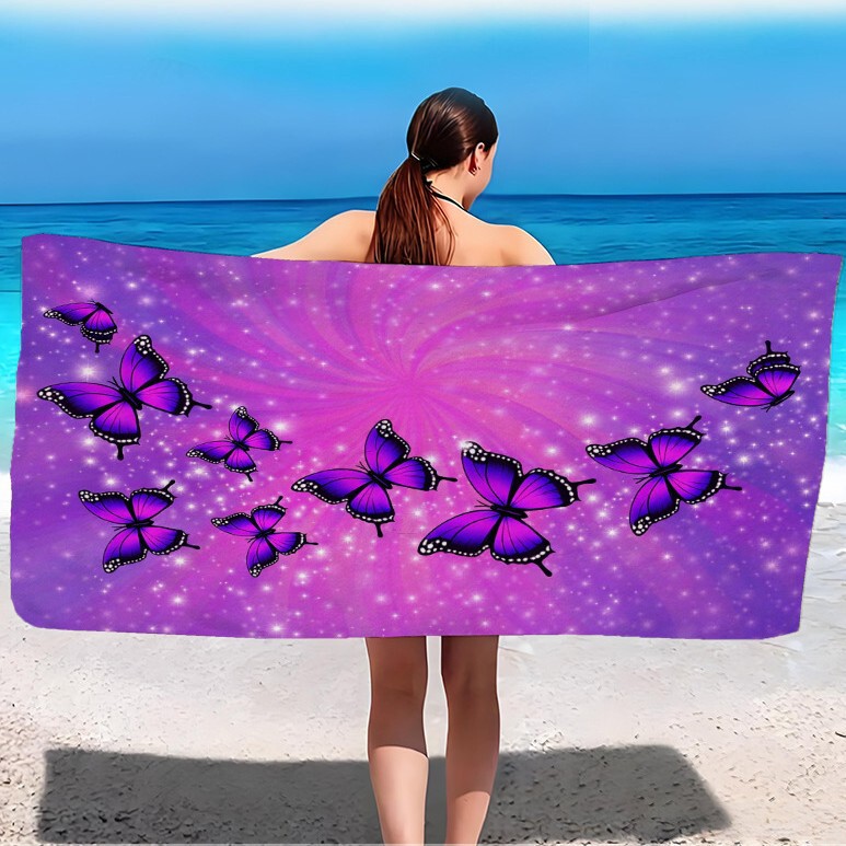 Cross-Border Temu Beach Towel, Sports Towel, Microfiber Quick-Drying Swimming Blanket, Yoga Fitness Bath Towel, Travel Towel