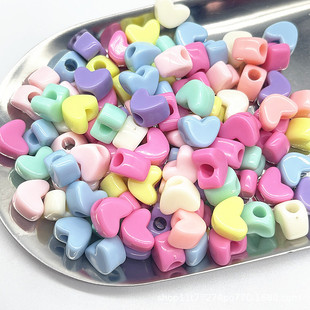 Acrylic spring color love big hole beads solid color peach heart scattered beads DIY bracelet necklace children's bead accessories