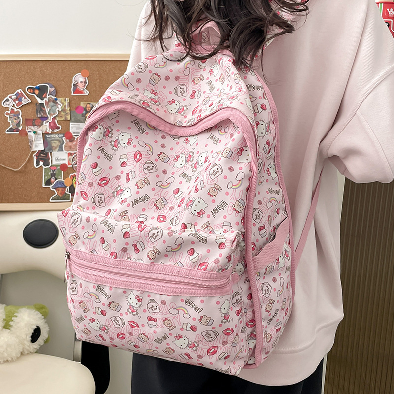 ハローキティ リュック 大容量 カジュアル 女の子 可愛い バックパック 韓国風 トレンド ナイロン 中学生 ランドセル|undefined