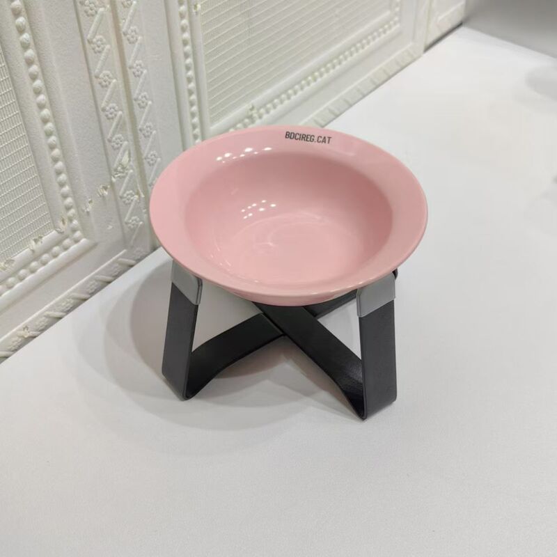 Ceramic Cat Bowl with Underglaze Color, Neck-Protecting Design, High Aesthetic Value, Anti-Spill, Elevated for Eating and Drinking, Small Can-Shaped Ufo Bowl for Pets