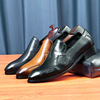 Loafers English style, retro casual footwear, trend classic suit pointy toe, genuine leather