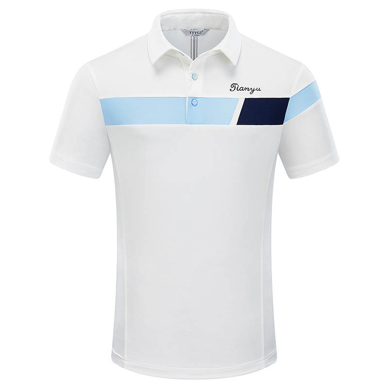 Summer Golf Clothing Men's Short-Sleeved Lapel Polo Shirt Quick-Drying Contrasting Color T-Shirt Casual Sports Tops