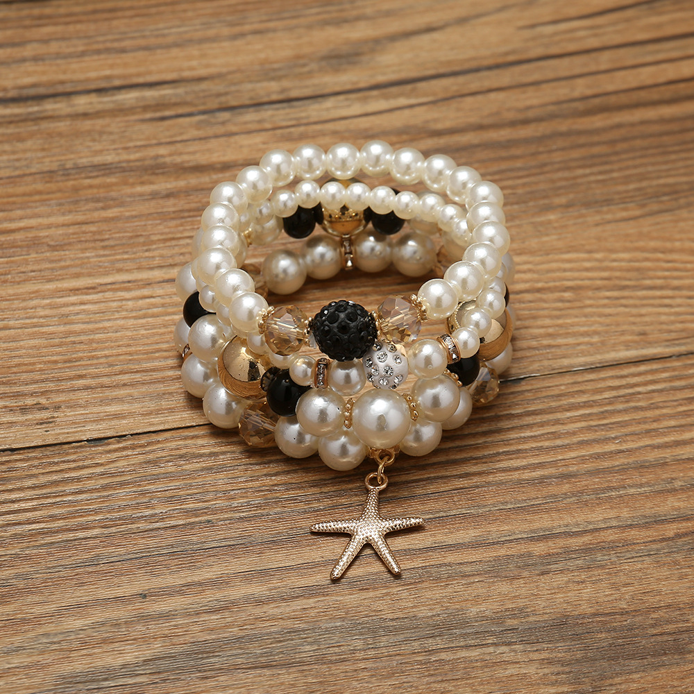 4 Pieces Fashion Tree Starfish Artificial Pearl Beaded Womenu0027S Bracelets