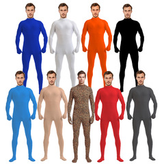 男性の頭を漏らしてすべての包みのレオタードの半包みの連体の服のzentaiの純色の服のダンスの服の舞台の演技の服