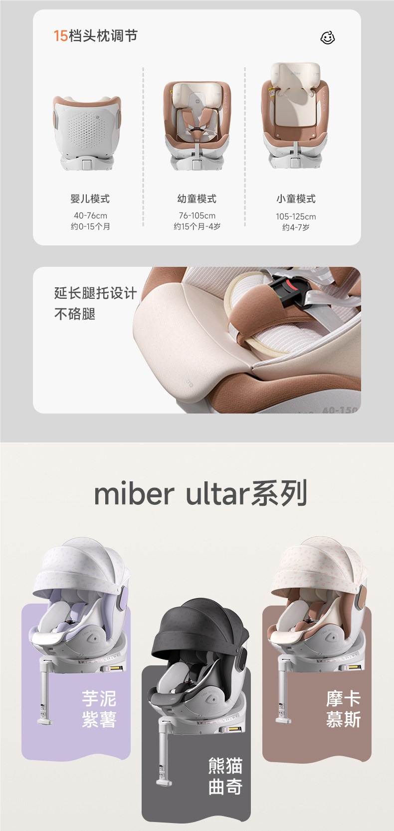 Miber Smart Car Child Safety Seat for Infants and Toddlers, Suitable for Ages 0 to 2-12, Can Be Used for Sitting and Reclining