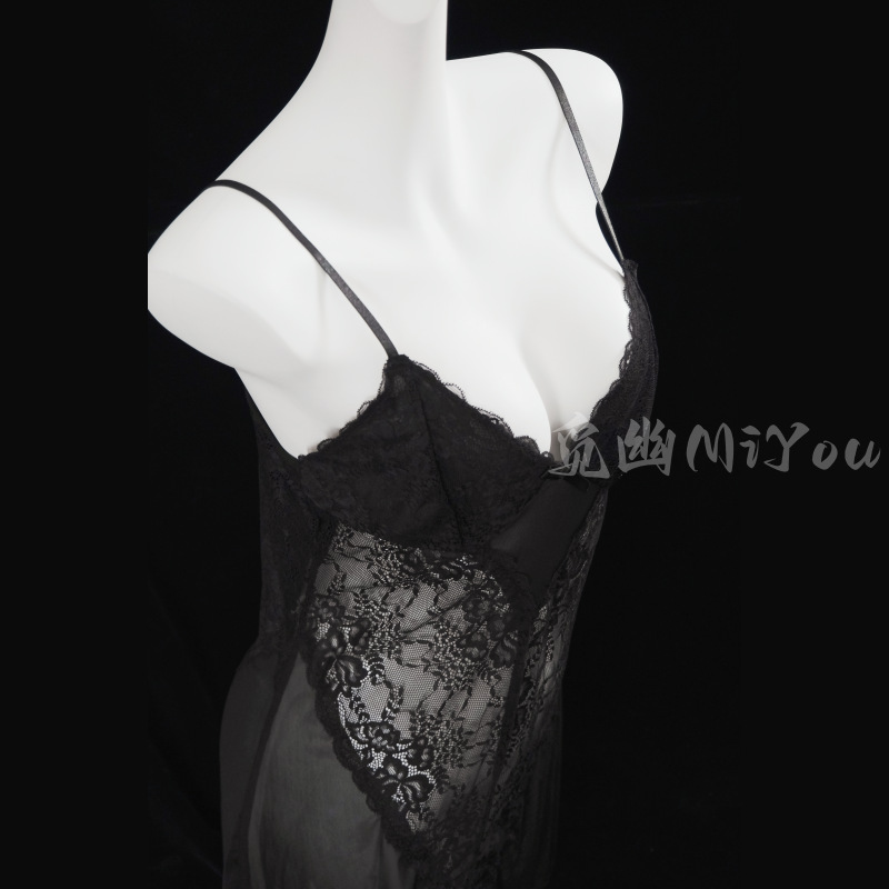 Miyou sexy lingerie deep V sexy lace see-through backless French pajamas mesh suspender skirt home wear Y8122