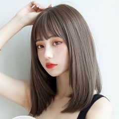 Amazon Cross-border New Fashion Wavy Straight Hair Lock Bone Short Straight Hair Fashion Natural Round Face Wig