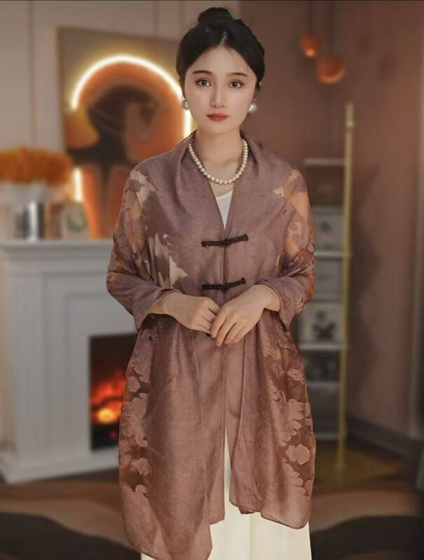 新款手工剪花夏季薄款防晒盘扣披肩女民族风中式披肩|undefined