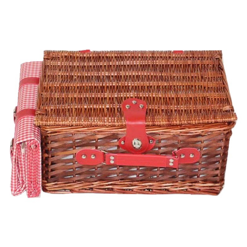 Cesta de picnic de sauce cesta de picnic para cuatro personas cesta de picnic hecha a mano con tapa cesta de picnic cesta de almacenamiento al aire libre