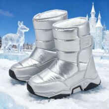 防水儿童雪地靴男童加厚大棉中大童2025新款女童户外保暖高帮棉鞋