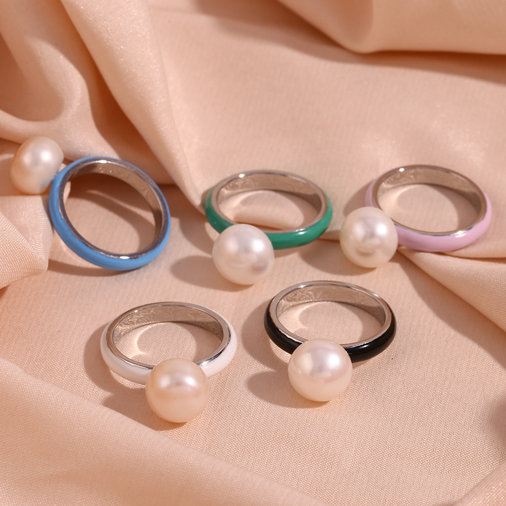Color Dripping Steamed Bun Bead Ring