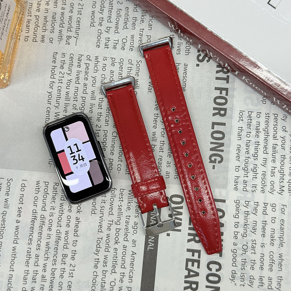 Suitable for Huawei Bracelet 10 Watch Strap 8/9Nfc Leather Plain Light Luxury High-Value Men's and Women's Wristband Watch Strap