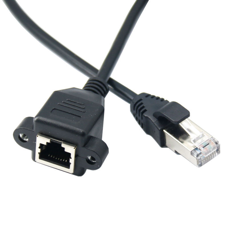 RJ45 network extension line with screw hole category 5 network extension line male to female with ears Cat5E network port panel line
