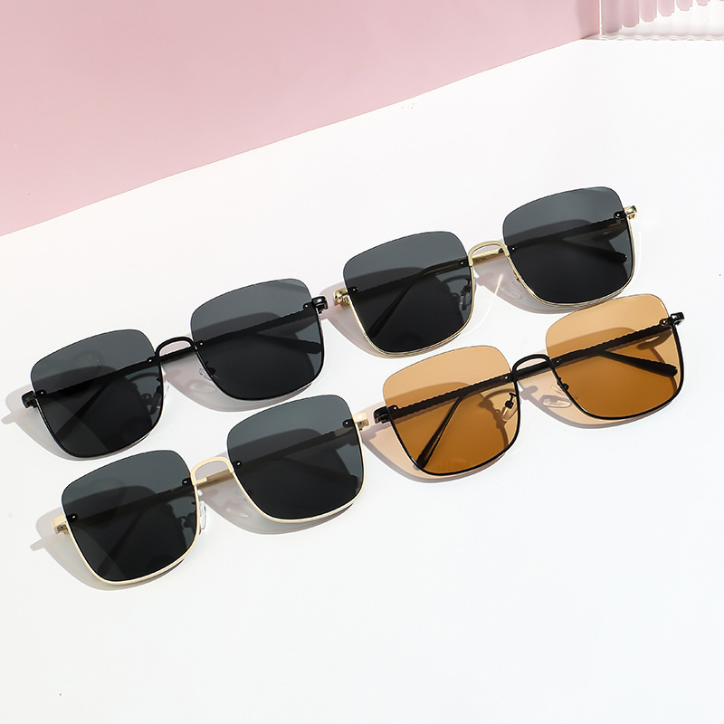 Gafas de Sol Retro de Medio Marco Metal y PC Protección UV para Conducción y Viajes