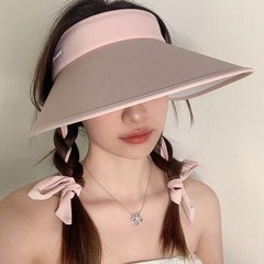 新型空頂日焼け止め帽子女性夏紫外線防止帽子のつばを大きくして自転車に乗る日よけ帽子黒い氷糸太陽帽子