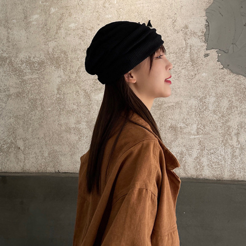 Autumn/Winter New Arrival Korean Style Solid Color Retro Viral Trendy Chunky Beanie Thin Cold Hat Couple Postpartum Hat for Girls and Boys