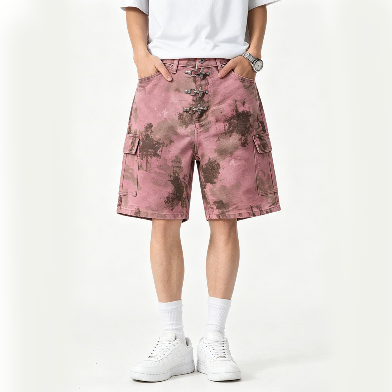 New Trendy Brand Loose-Fitting Pink Denim Shorts New Trendy Brand Loose-Fitting Pink Denim Shorts