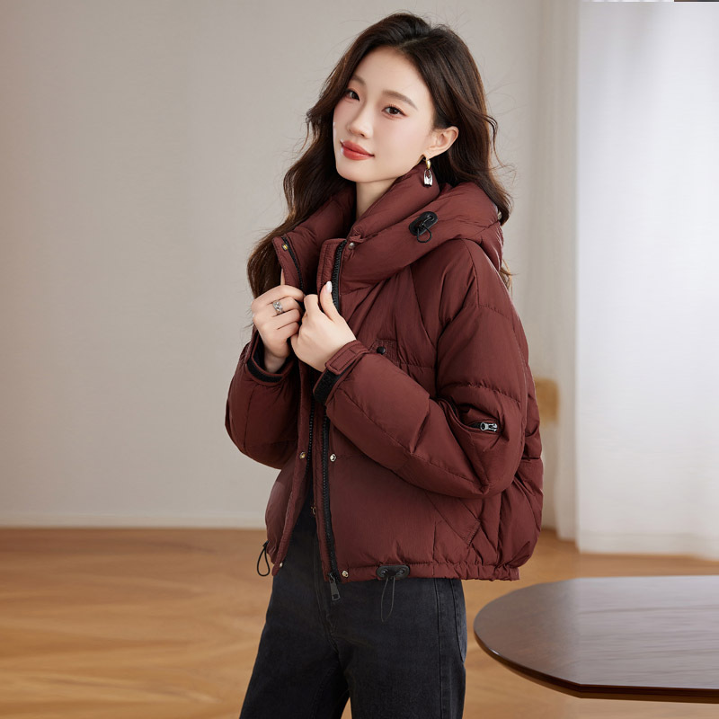 This Year's Popular Short down Jacket for Women, 2025 Winter New Style, Hooded, Cold-Proof, Korean Version, White Duck down Coat for Petite Sizes