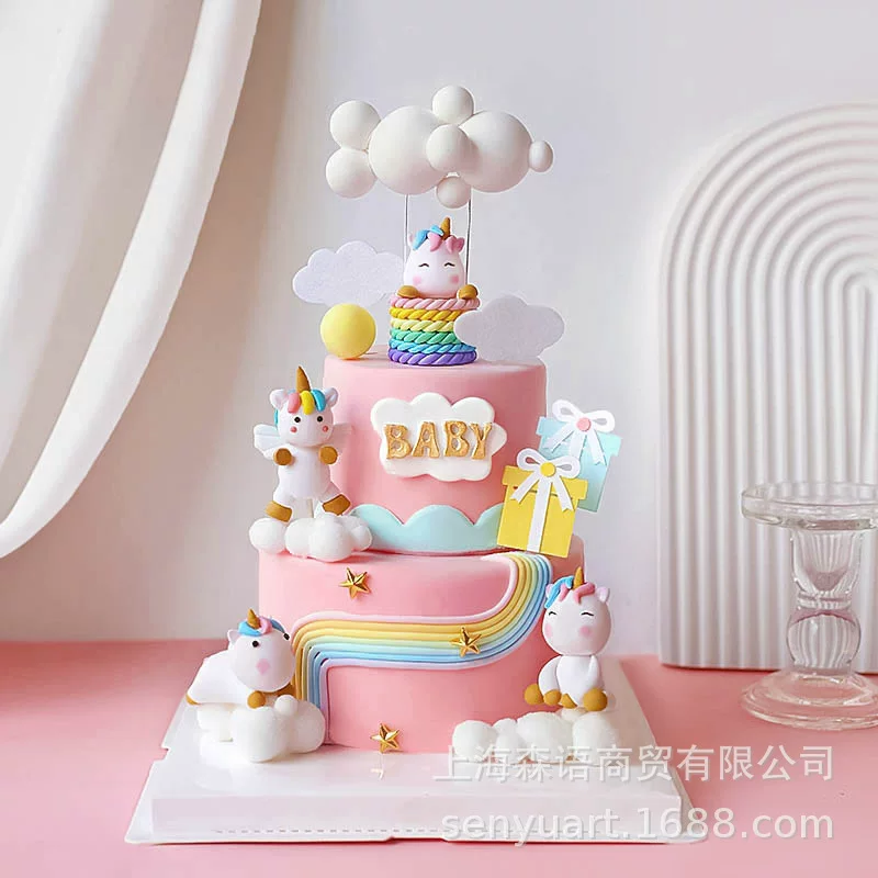 Decorations, cartoon ceramics, balloon, dessert gift box, unicorn, cloud, Birthday gift
