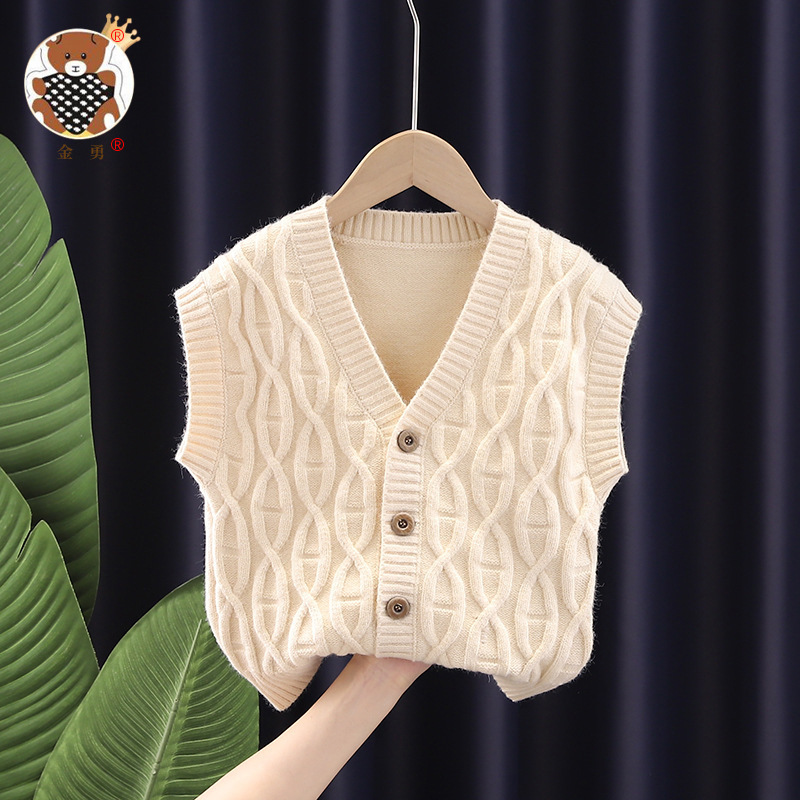 [Jin Yong] entrega de una pieza estilo coreano 2021 otoño ropa para niños suéter para niños y niñas Chaleco de torsión cardigan