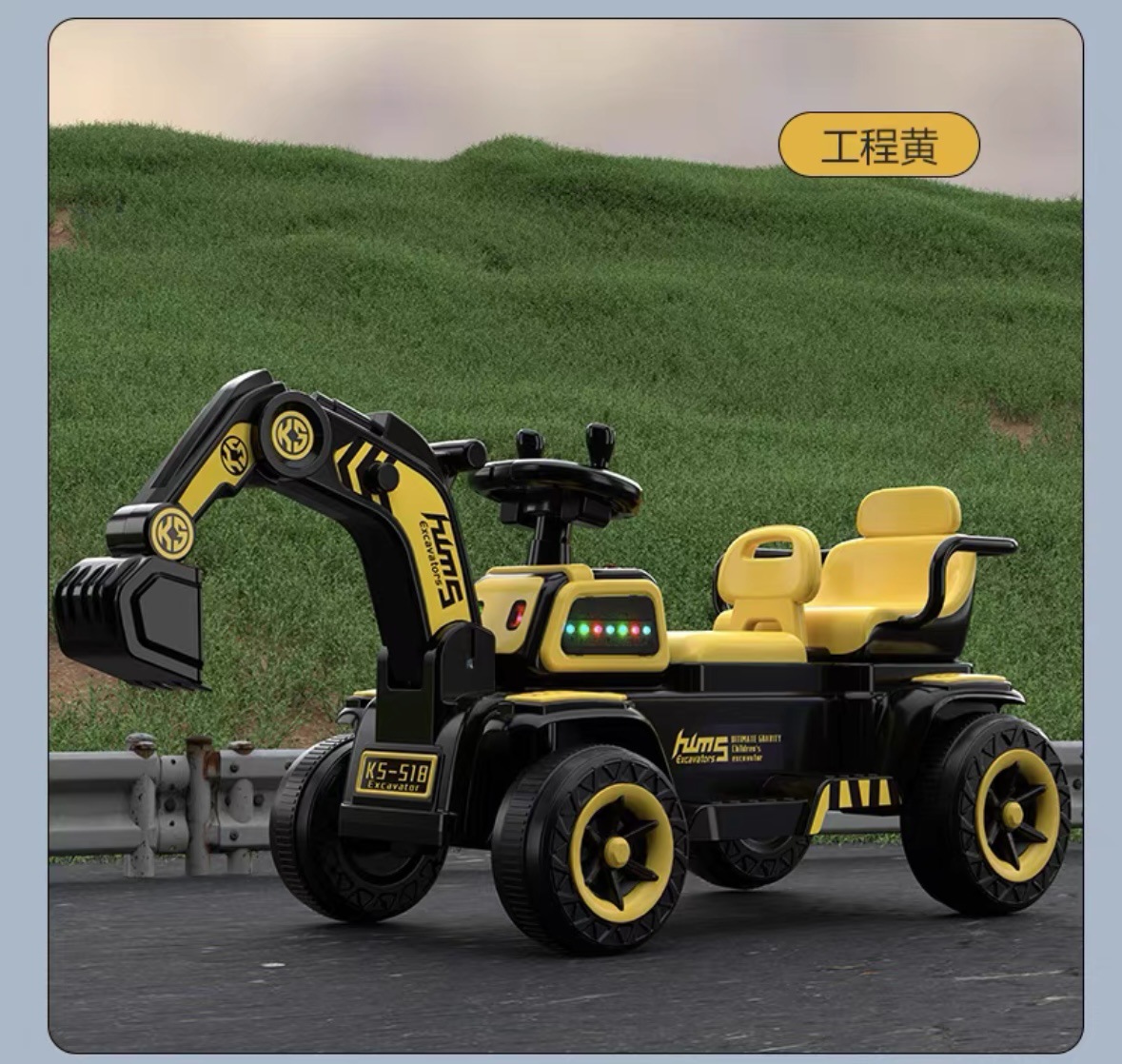 Excavadora eléctrica de dos asientos para niños, vehículo de juguete controlado remoto, excavadora eléctrica, vehículo de ingeniería eléctrica para bebés masculinos y femeninos image 7