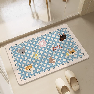 Avtomobil döşəmə paspasları — Cartoon Hard Diatom Mud Bathroom - blue-checkerboard-square-white-background-396009cm