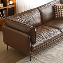 佛山工厂复古油蜡真皮沙发羽绒客厅北欧简约三人位美式沙发小户型