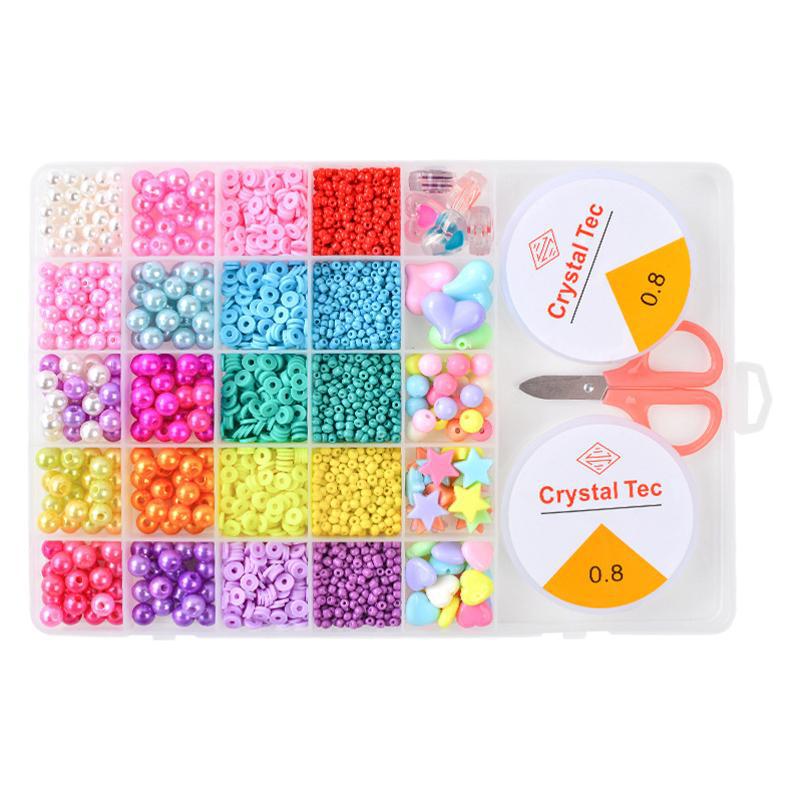 25 celosías de perlas de vidrio juguetes de perlas infantiles DIY Girls collar de perlas de pulsera de pulsera juego de perlas