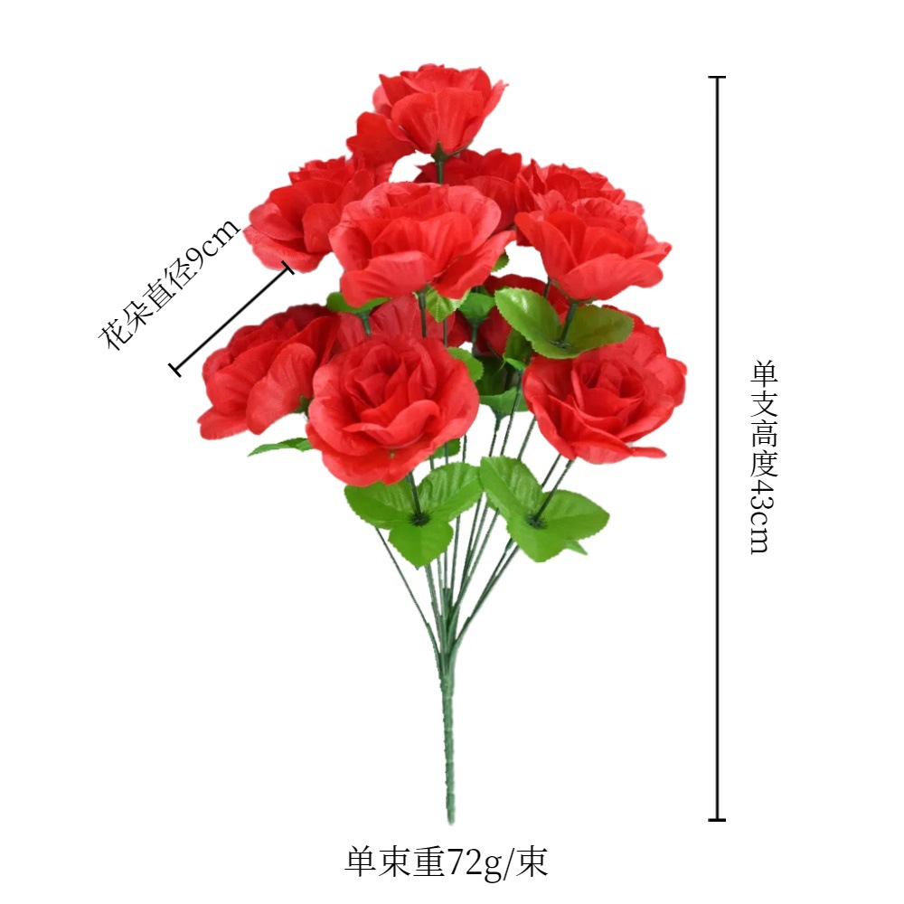 Yiwu simulación rosa 12 rosas tela de seda flor centro comercial decoración evento accesorios decoración macizo de flores flor falsa