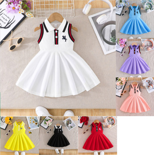 (Cross-border trading), multicoloured summer cute dress with sleeves sleevless, with embroidery, print