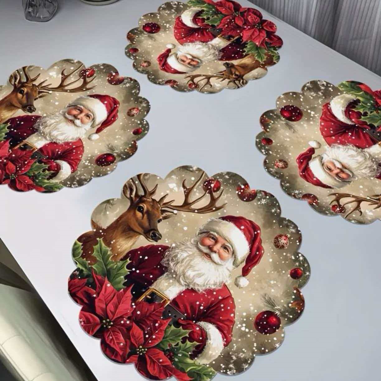 Cross-border Temu Christmas Round Draining Mat Diatomaceous Earth...