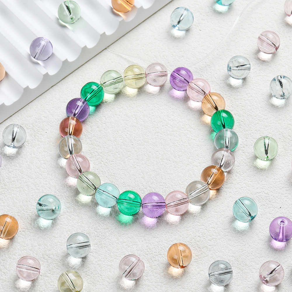 6 / 8 / 10mm esmaltado transparente esmaltado esferas de vidrio DIY joyas manuales pulseras material accesorio de collar image 4