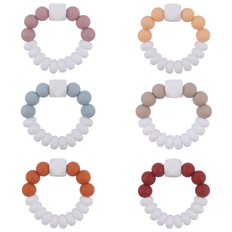 Nuevo bebé suministros de silicona mordedor DIY bebé octogonal Cuentas planas mordedura molar mordedor pulsera juguete