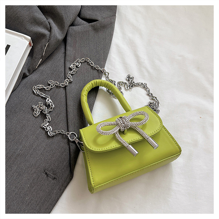 Ins niche French textured bag female 2024 new bow small square bag stylish shoulder messenger bag_voghion.com