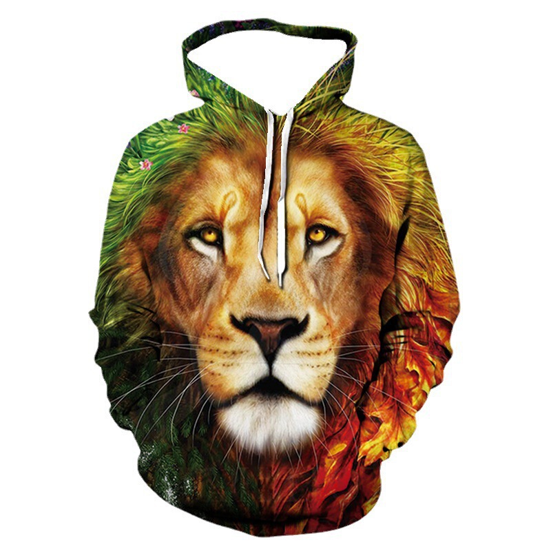 Beast lion fashion sports European and American 3D sweater Amazon autumn and winter 3D printing independent station jungle