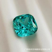 帕拉伊巴碧玺肥正方枕形裸石戒面民族风饰品配件手工打磨宝石