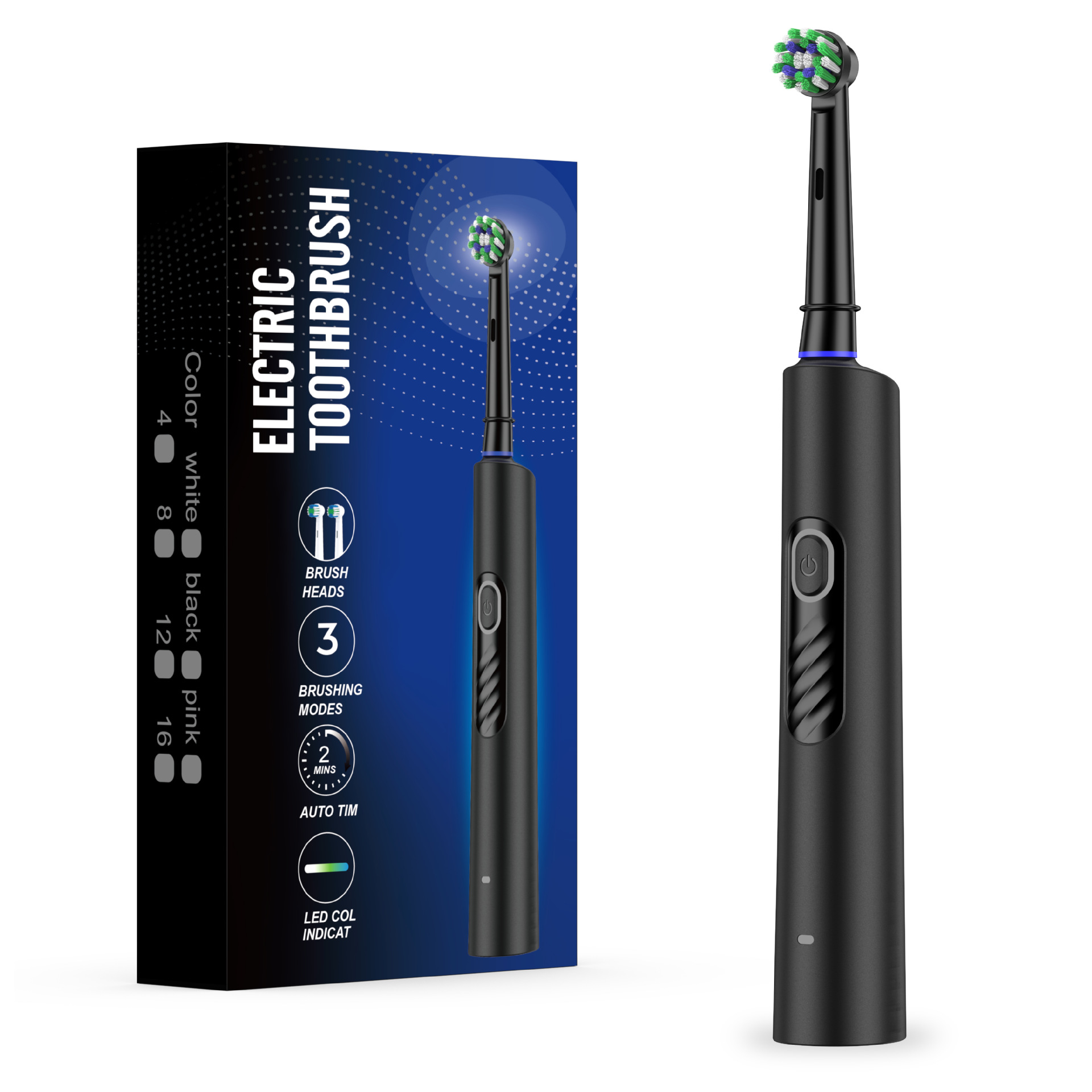 亚马逊Temu希音跨境新款旋转电动牙刷智能三种刷牙模式分区提醒