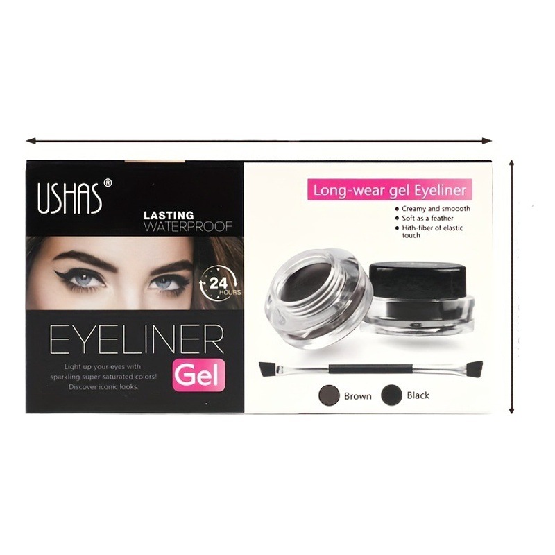 USHAS Botella de crema de sombra de ojos explosiva de punto transfronterizo con pincel delineador de ojos cepillo de delineador de ojos impermeable y resistente al sudor maquillaje de ojos europeo y americano