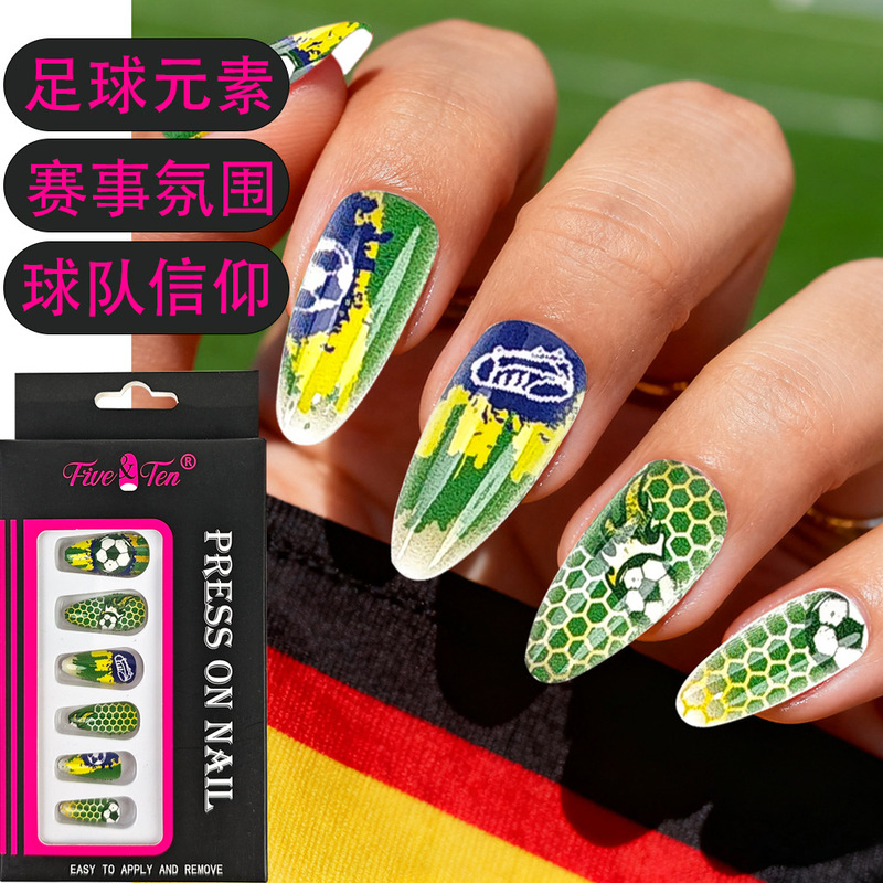 World Cup Fans Wear Nail Stickers with Designs of Brazil, England, and France for Fan Parties, Waterproof, Durable, Easy to Apply and Remove