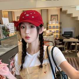 棒球帽女显脸小2025春夏新款满天星帽子大头围韩版潮宽帽檐鸭舌帽