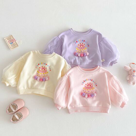 Girls' Western Style Sweater 2025 New 0-5 Years Old Spring Baby Korean Style Cute Base Shirt Children's Spring Top